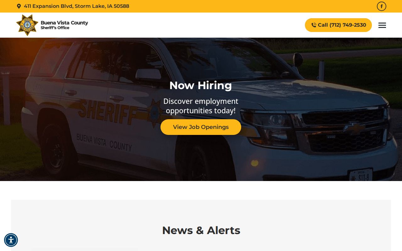 Buena Vista County arrest records source at the Sheriff's Office