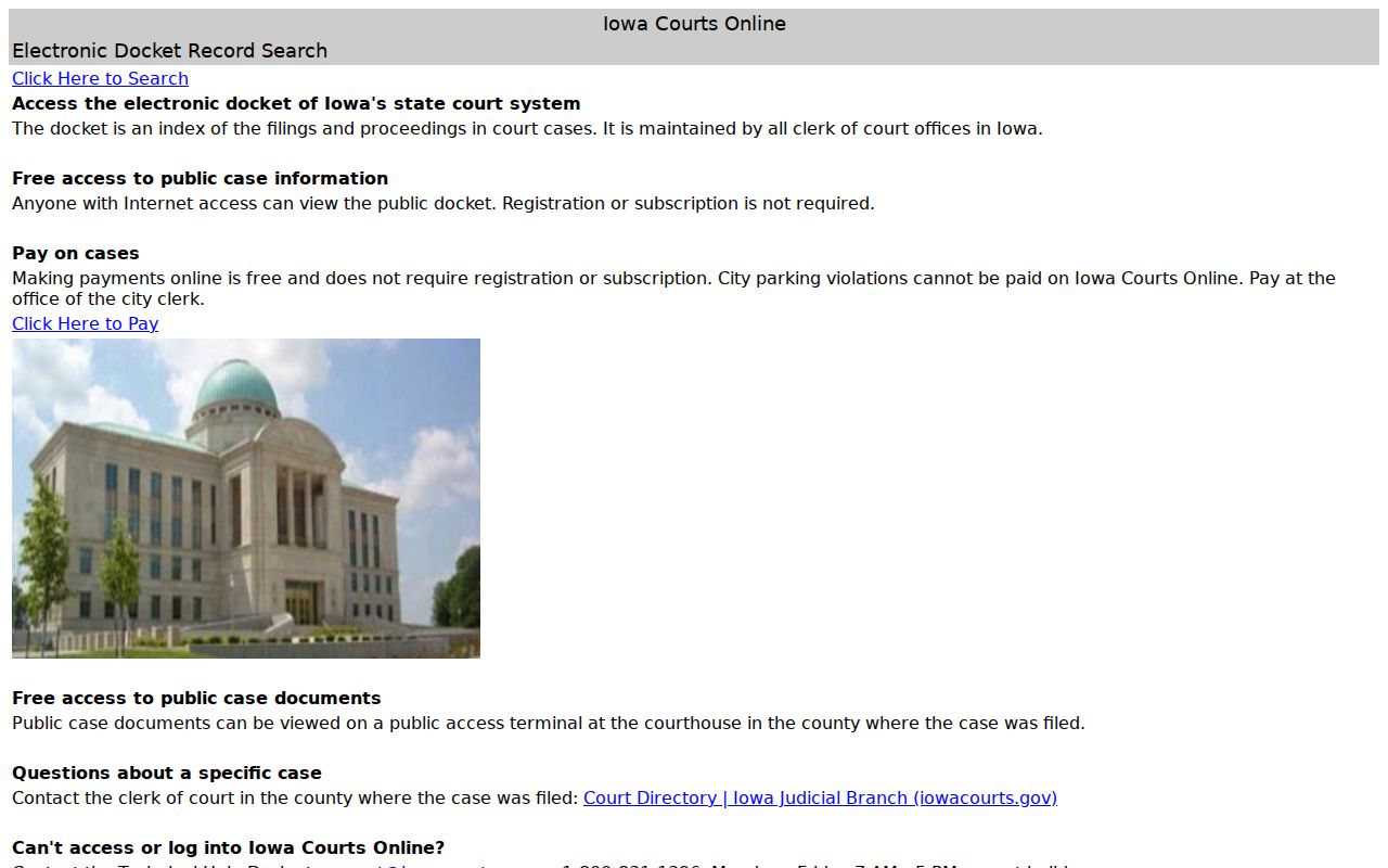 Buena Vista County criminal court case search fields in Iowa Courts Online