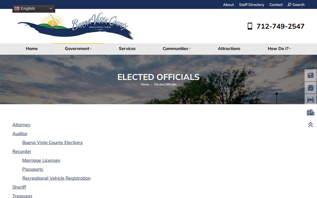 Buena Vista County criminal history elected office directory