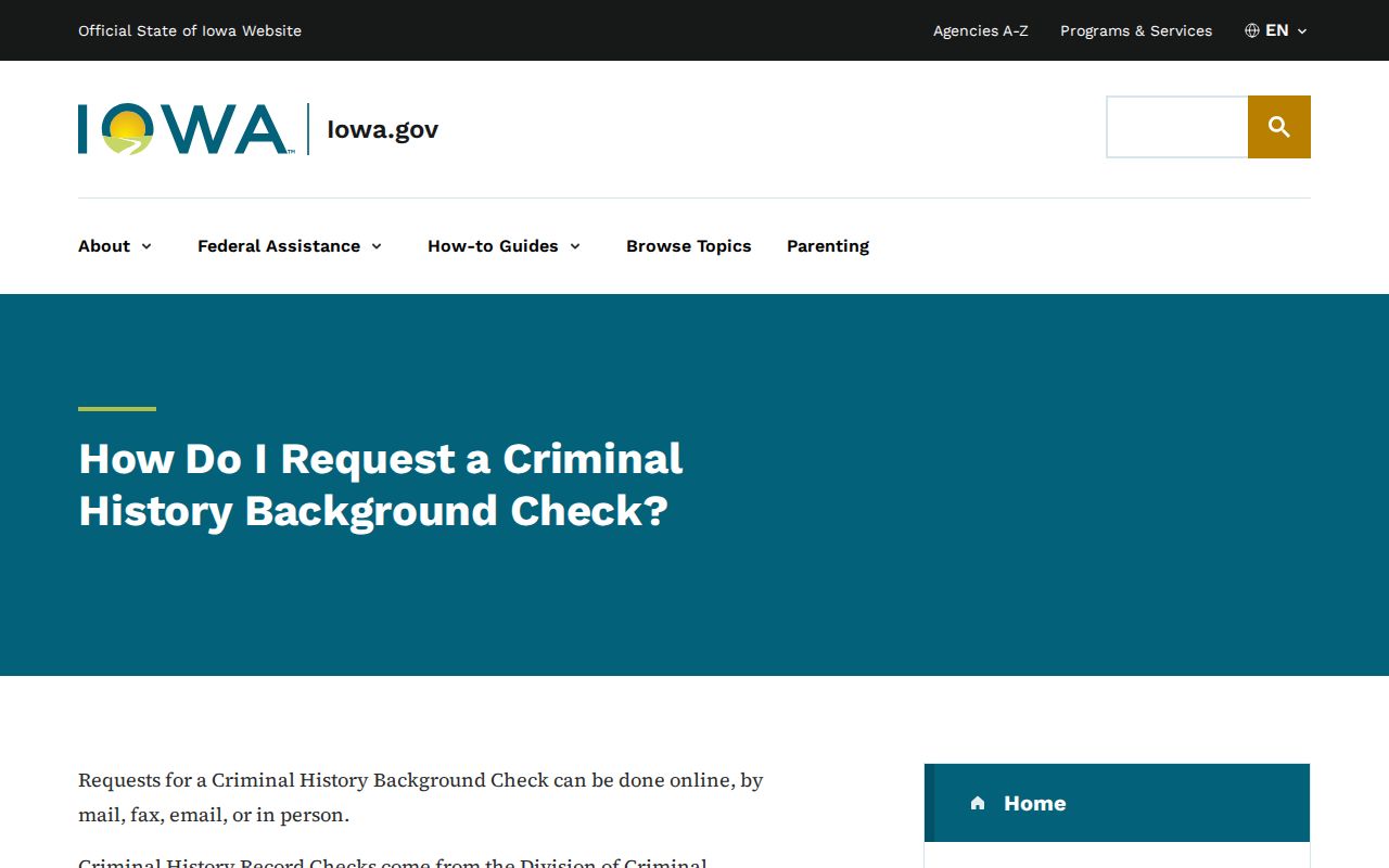 Buena Vista County criminal history Iowa background check instructions