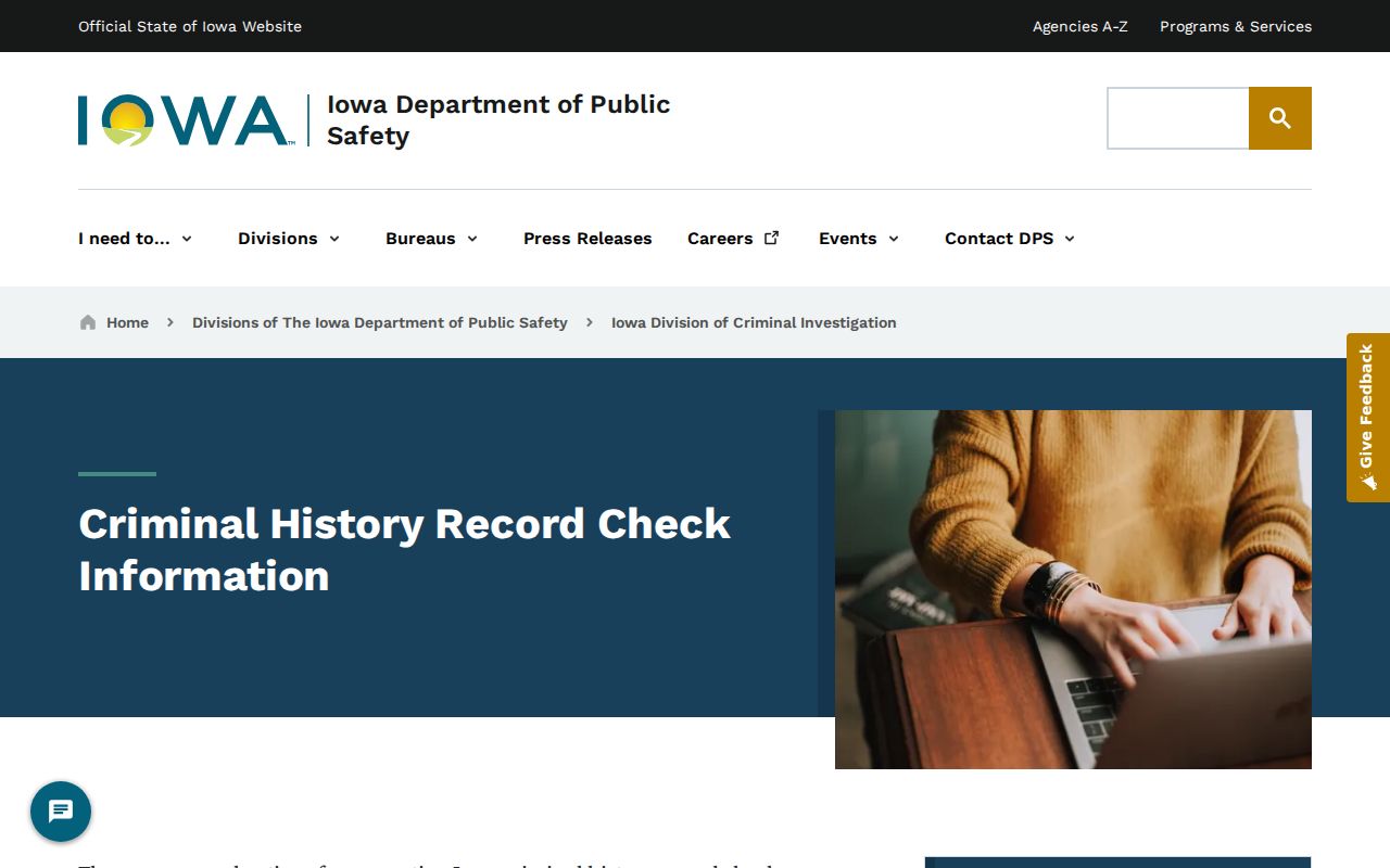 Buena Vista County criminal history DCI record check intake