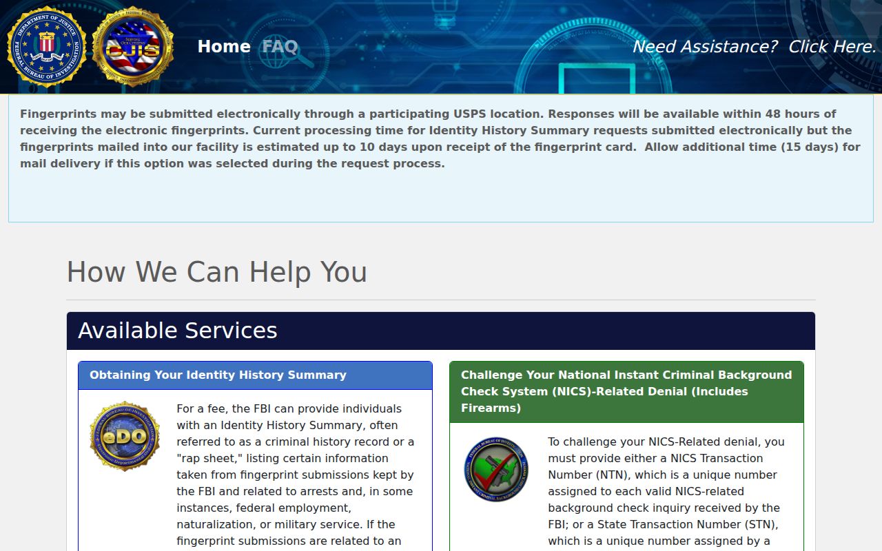 Buena Vista County criminal records FBI identity history portal