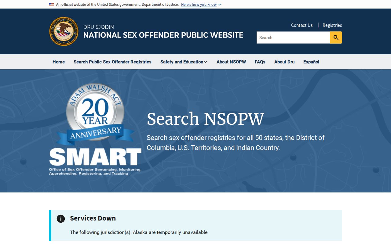 NSOPW national search used with Buena Vista County sex offender registry records