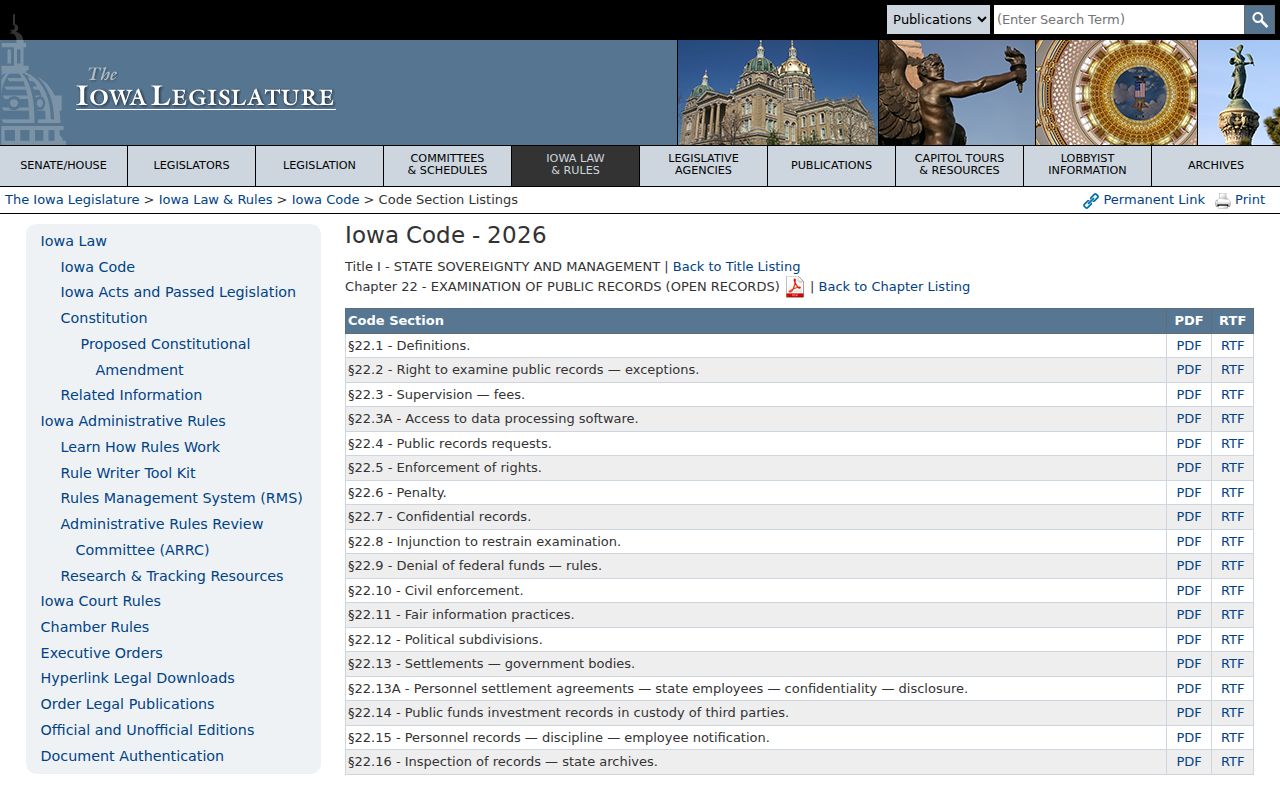 Newell criminal records Iowa Open Records Law chapter 22